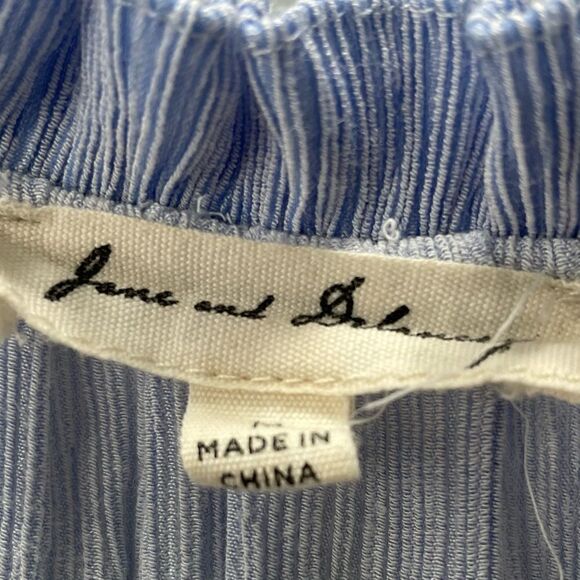 [s] Jane & Delancey Baby Blue Boho Ruffle Long Sleeve Cold Shoulder Blouse - Picture 13 of 13